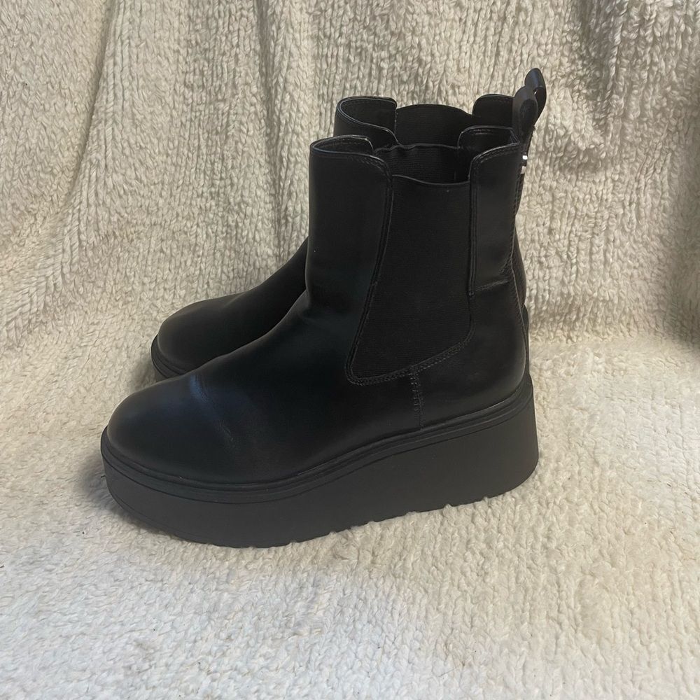 Steve Madden Jitter Synthetic black platform wedge Chelsea boots Size 11